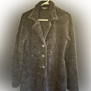 Black fuzzy or faux fur jacket/coat